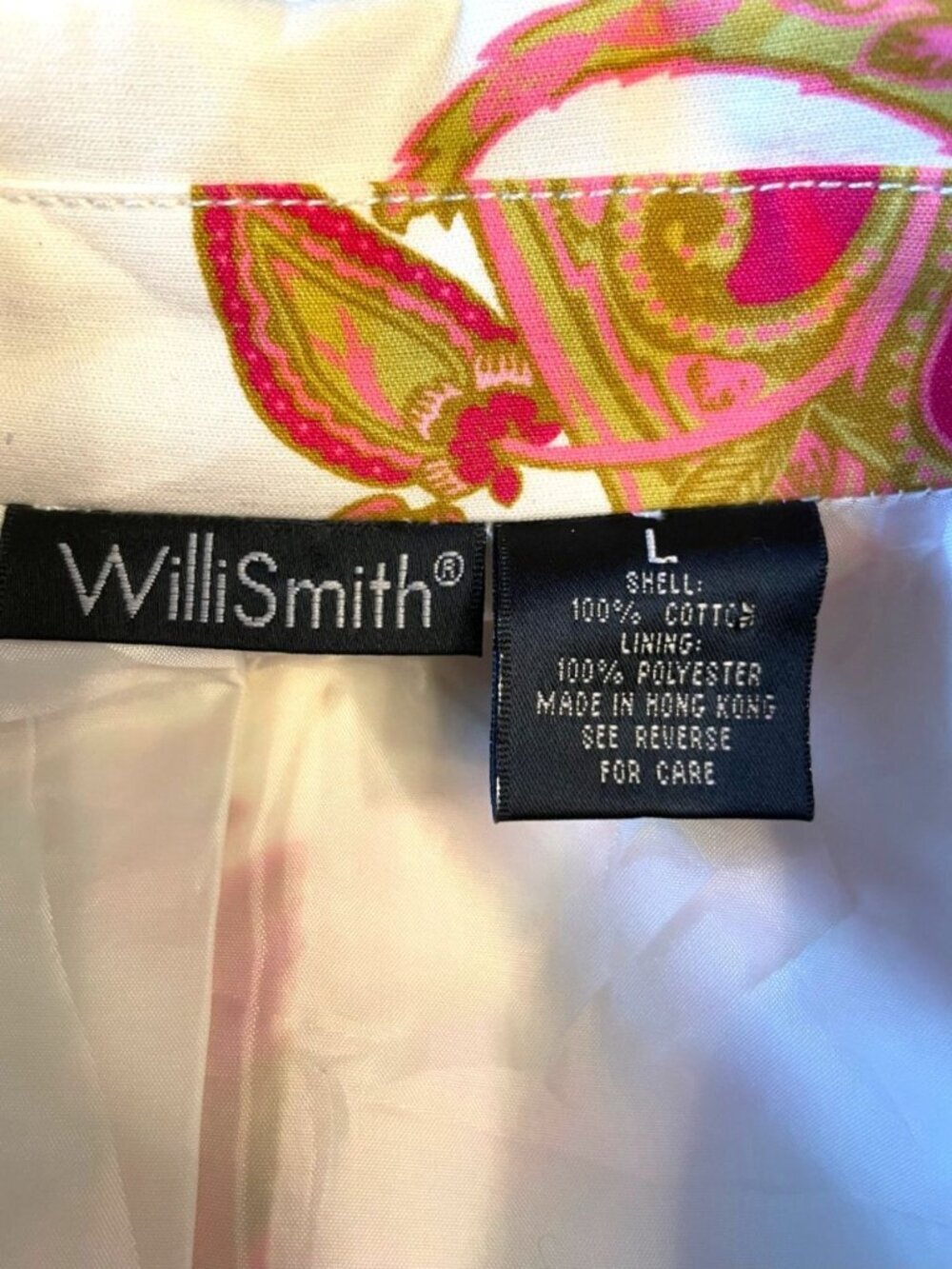 Willi Smith Trench Jacket LARGE 100% Cotton Lined Lightweight Spring Paisley - Picture 7 of 8